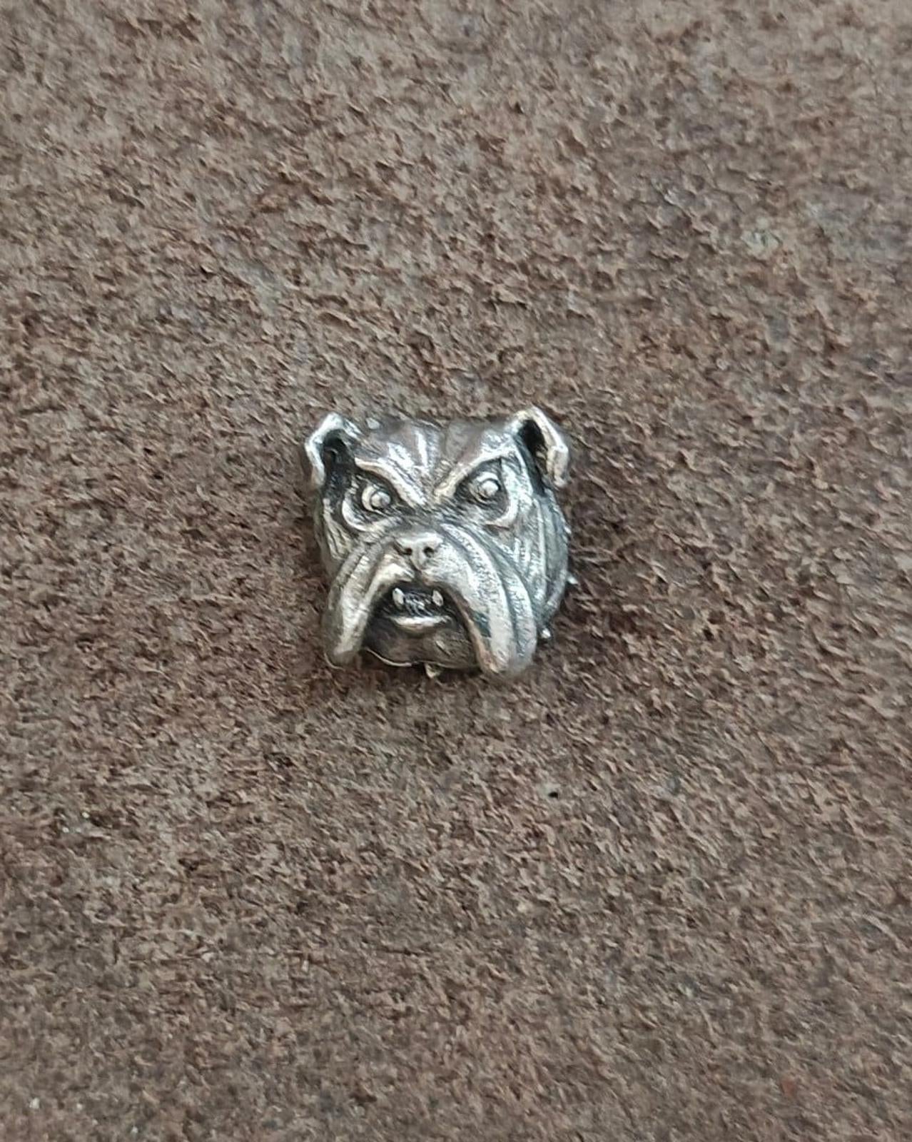 1980's Bulldog Dog Head Pewter Pin