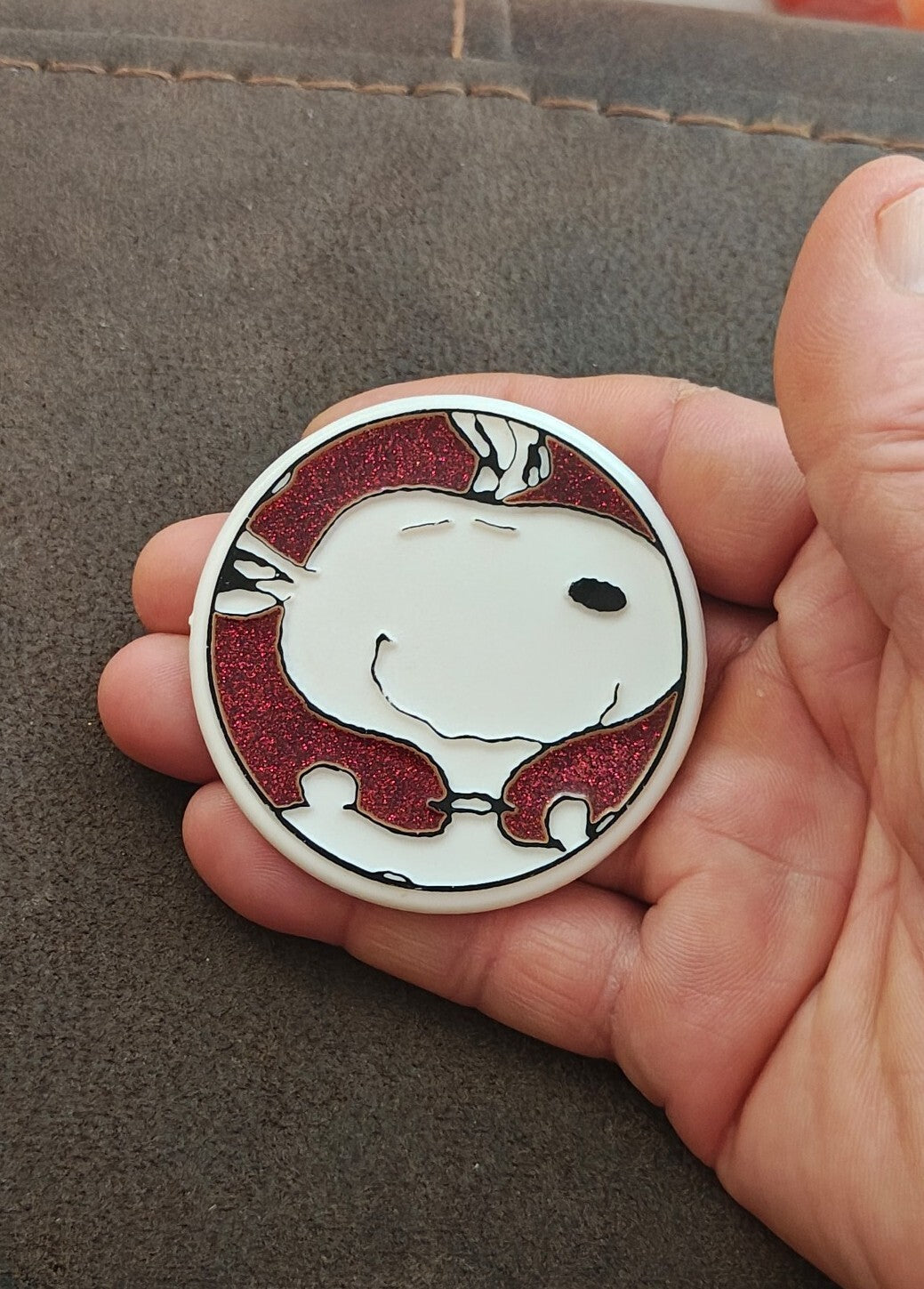 1970s Peanuts Snoopy Large Enamel Glitter Pin