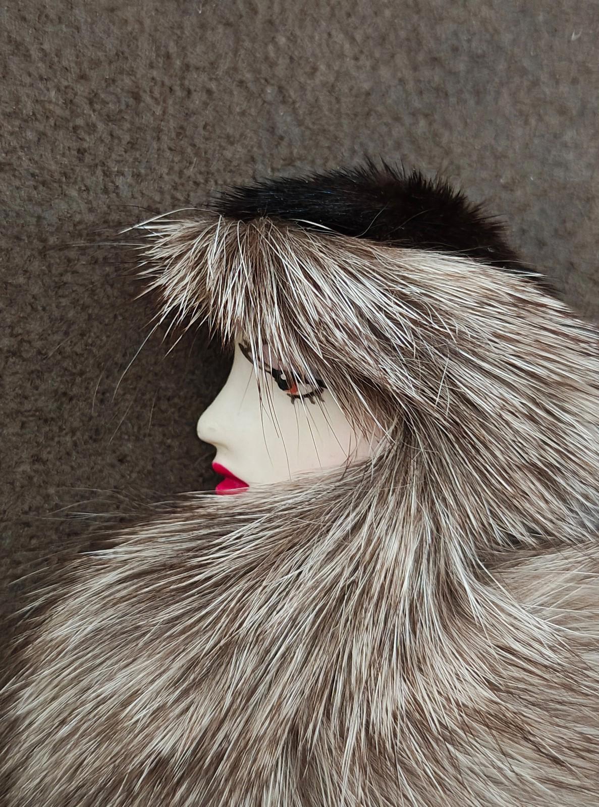 1980's Han Shin Fur Co Ltd Porcelain & Real Fur Brooch