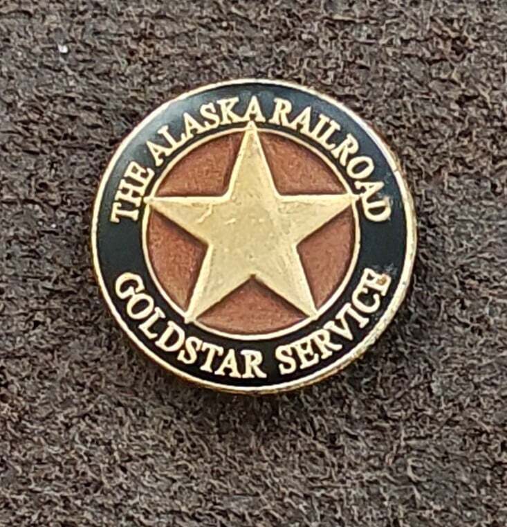 Alaska Railroad Goldstar Service Gold Tone Enamel Pin