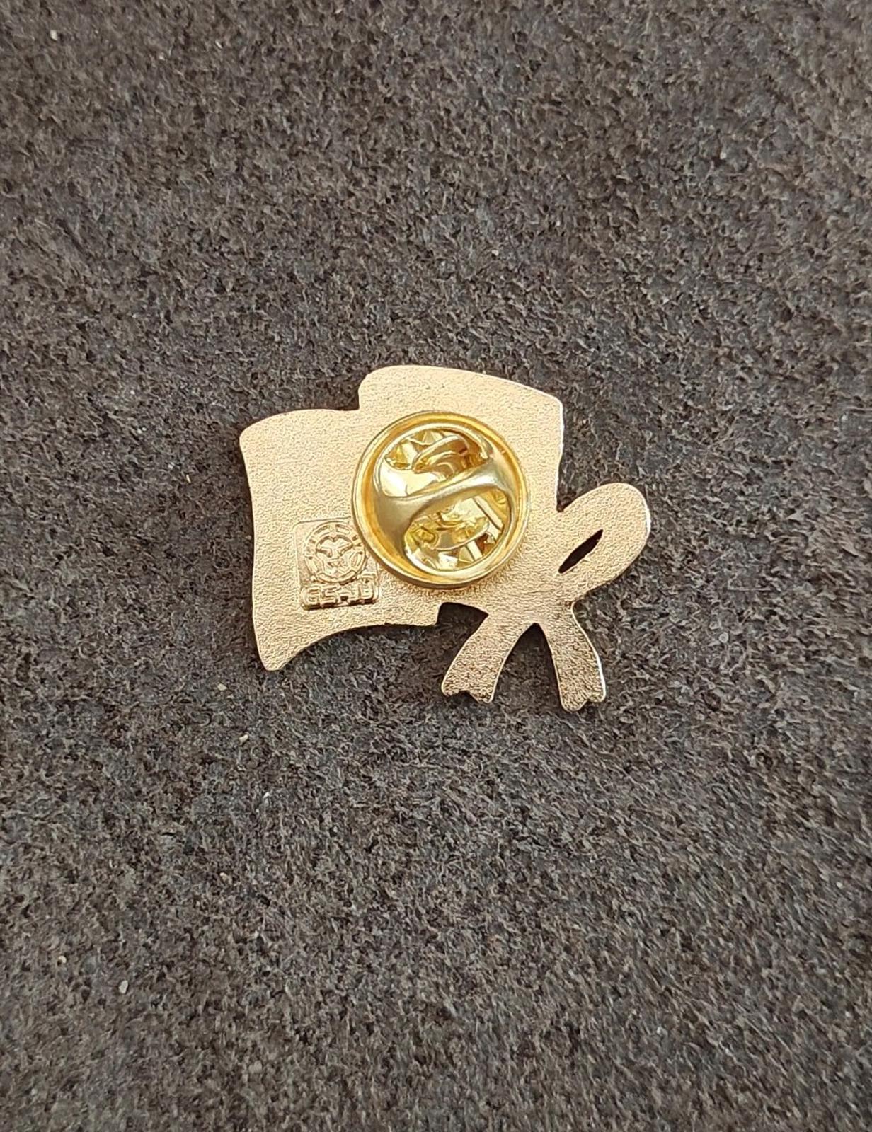 1980's Wavy American Flag With Yellow Ribbon Gold Tone Pin