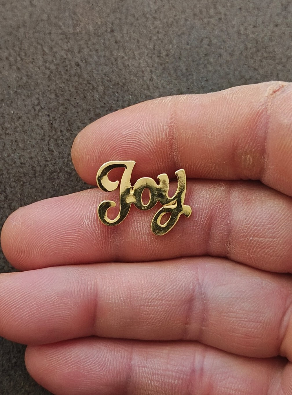 1980s Gold Tone Cursive "Joy" Script Pin