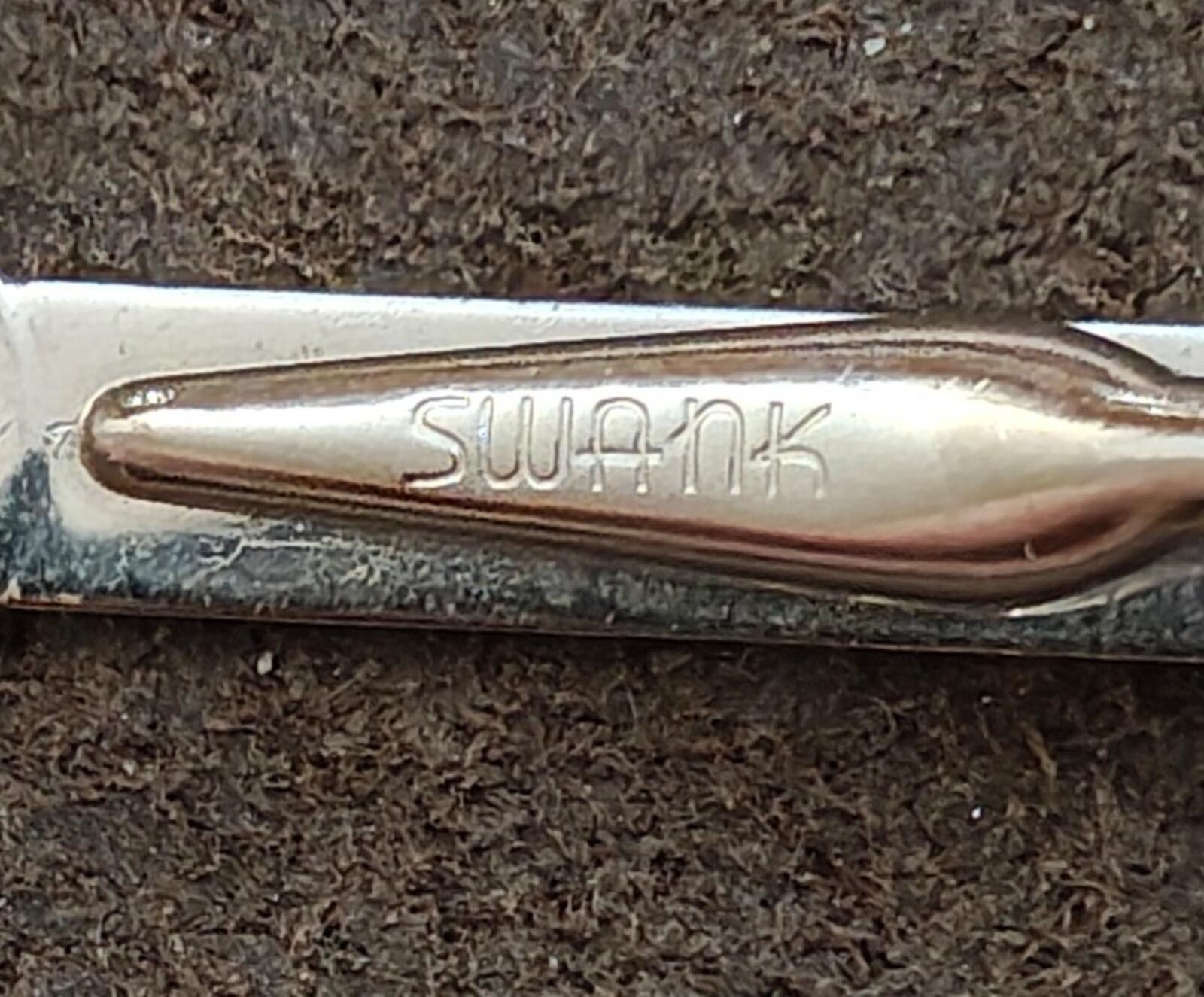 Swank engraved silver tie bar clip, smooth bar with raised edge