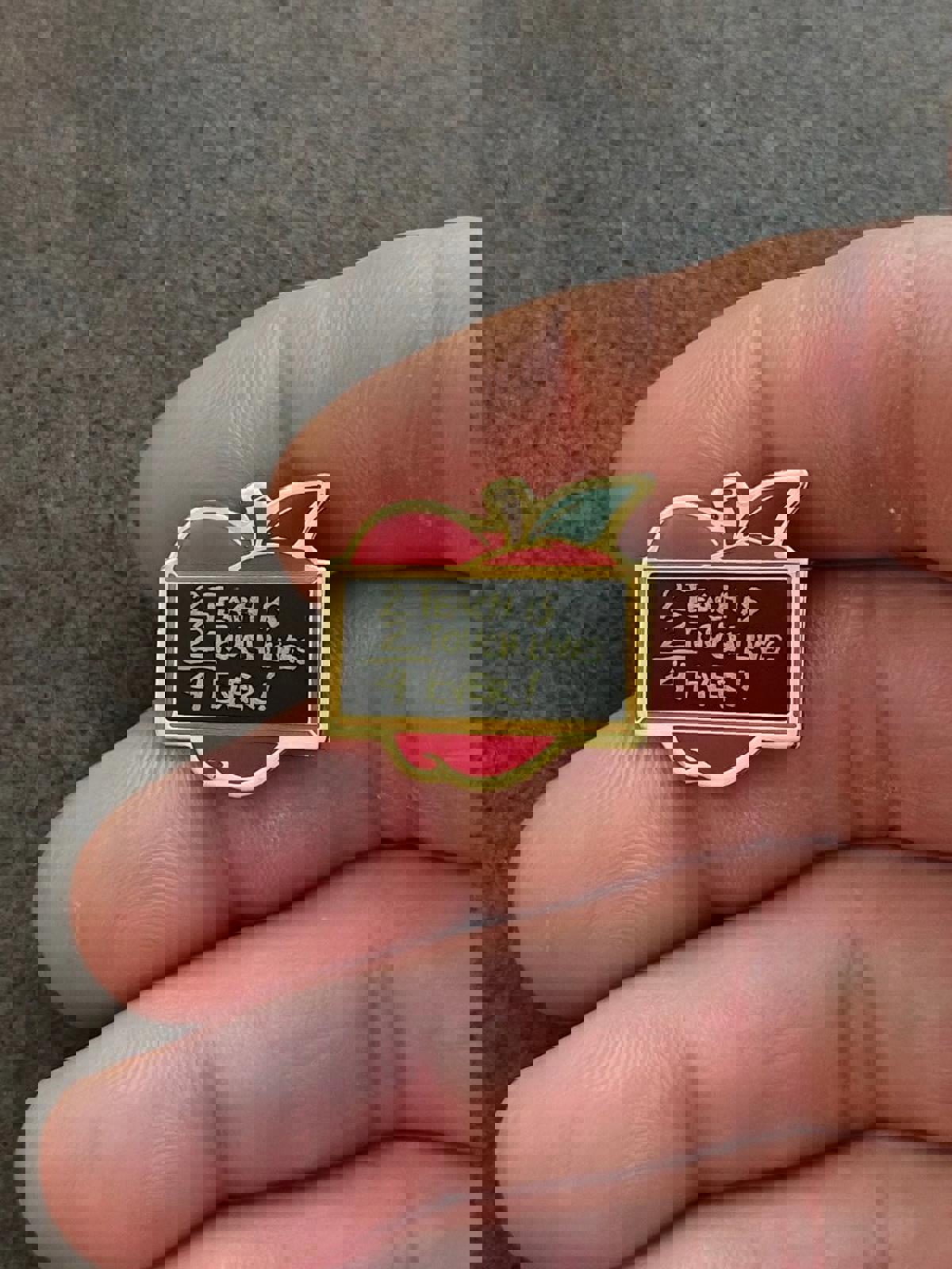 1980's 2 Teachers 2 Touch Lives 4 Ever! Gold Tone Teacher Pin