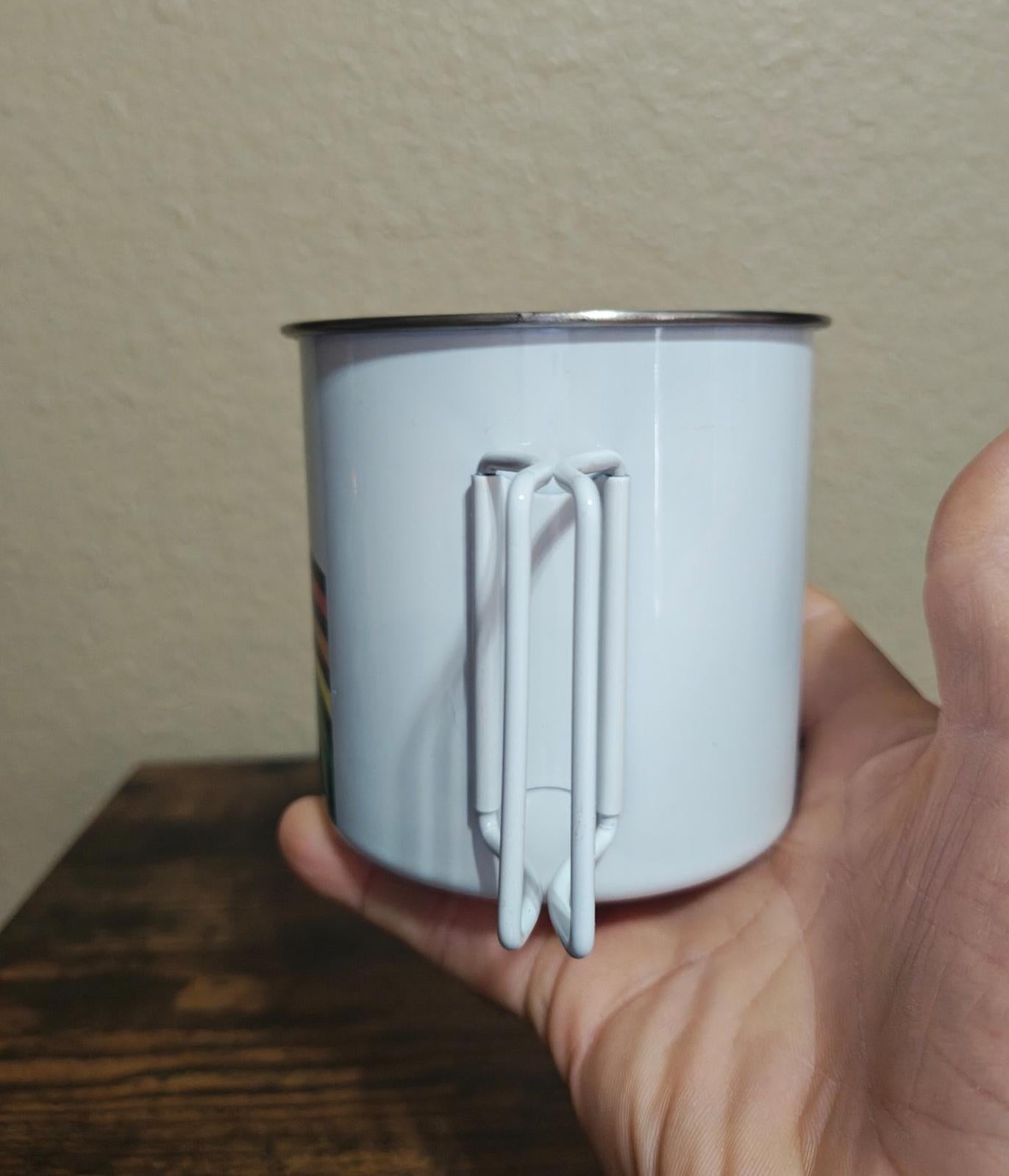 Colorful "Pride" Cafecito" Rainbow Metal Camping Mug