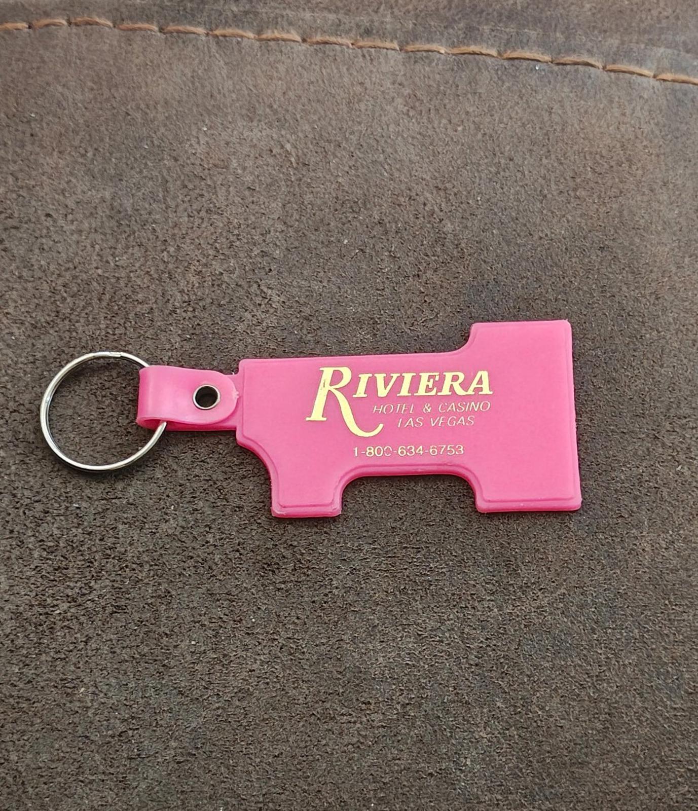 1990s Vintage Riviera Hotel & Casino Las Vegas Pink Plastic Keychain