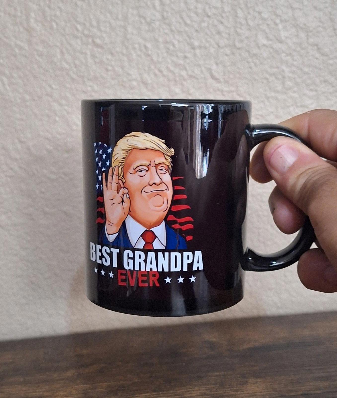 Funny Donald Trump Best Grandpa Ever Black Ceramic 11 oz Mug New In Box.