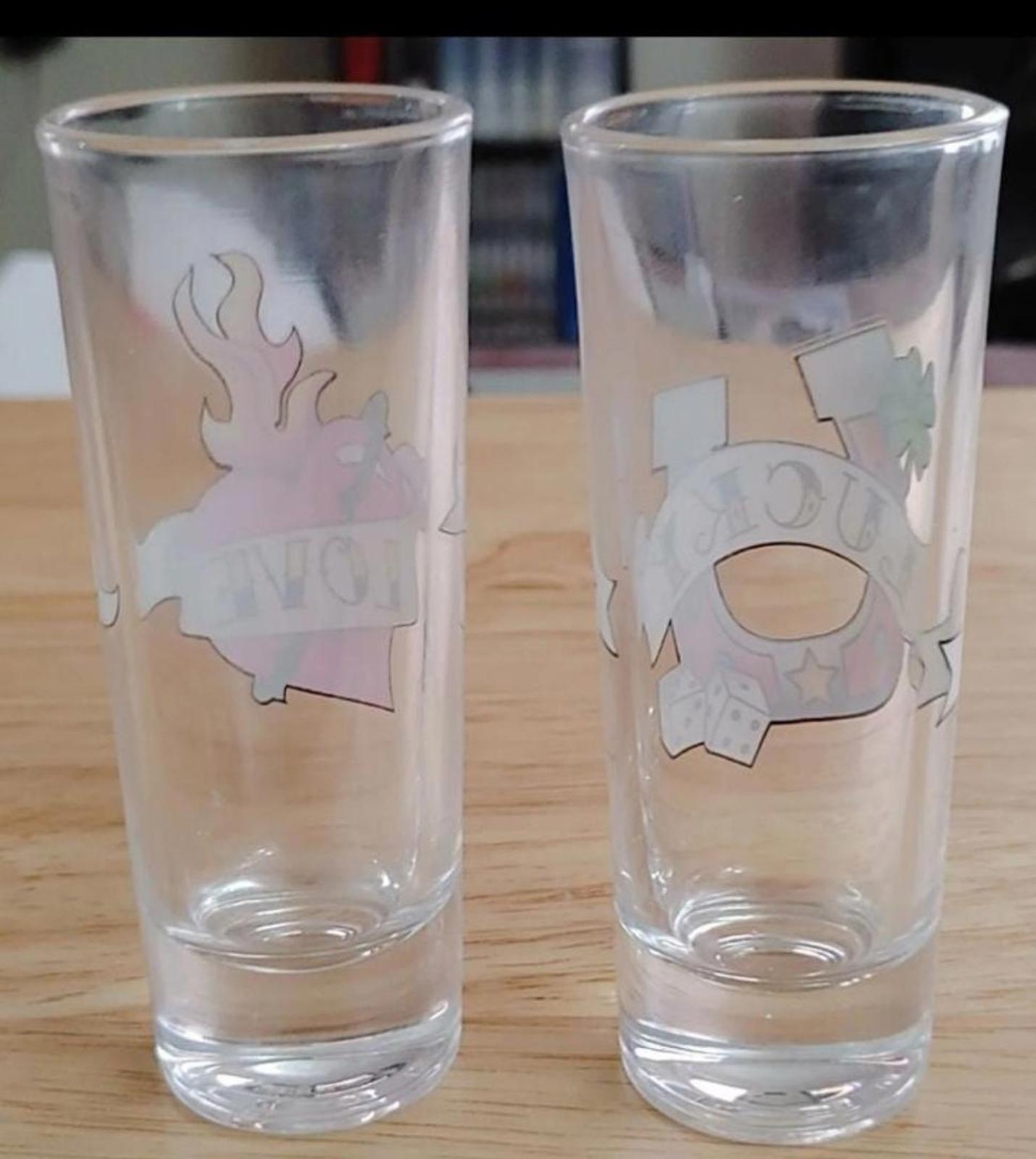 Lucky and Love Tall Shot Glasses