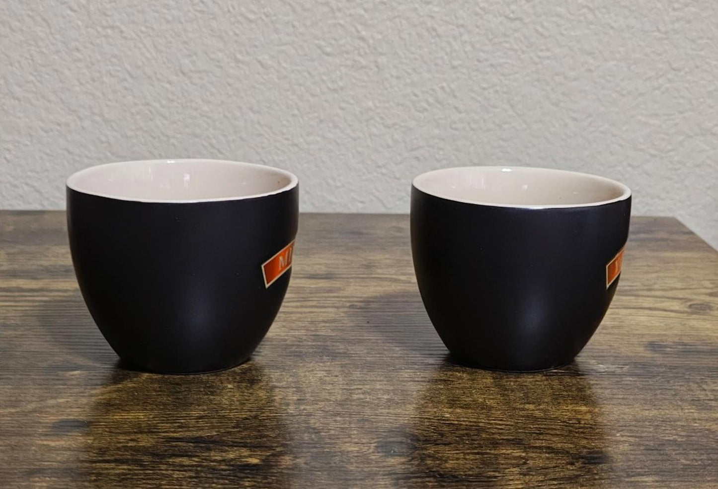1990's Set Of Mine & Yours Bailey's Irish Beige & Black Stoneware Cups