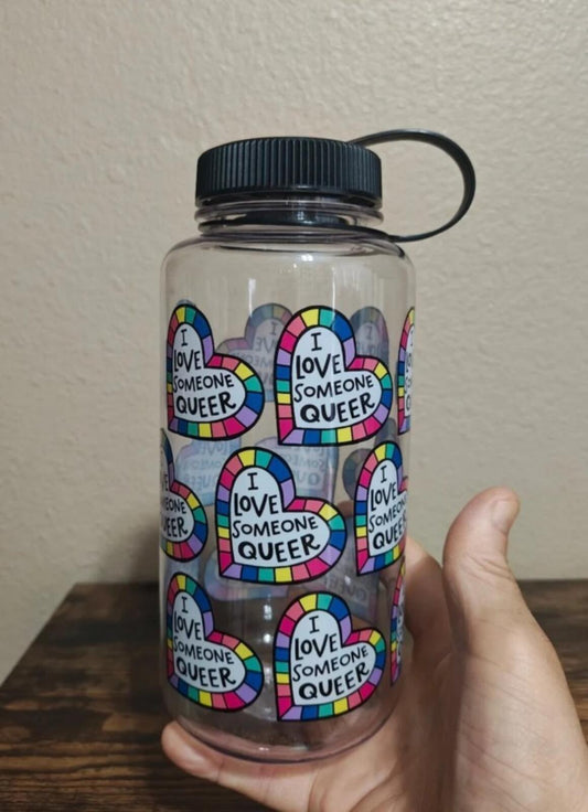 Colorful I Love Someone Queer Anna Parade BPA Free 32 oz Plastic Water Bottle.