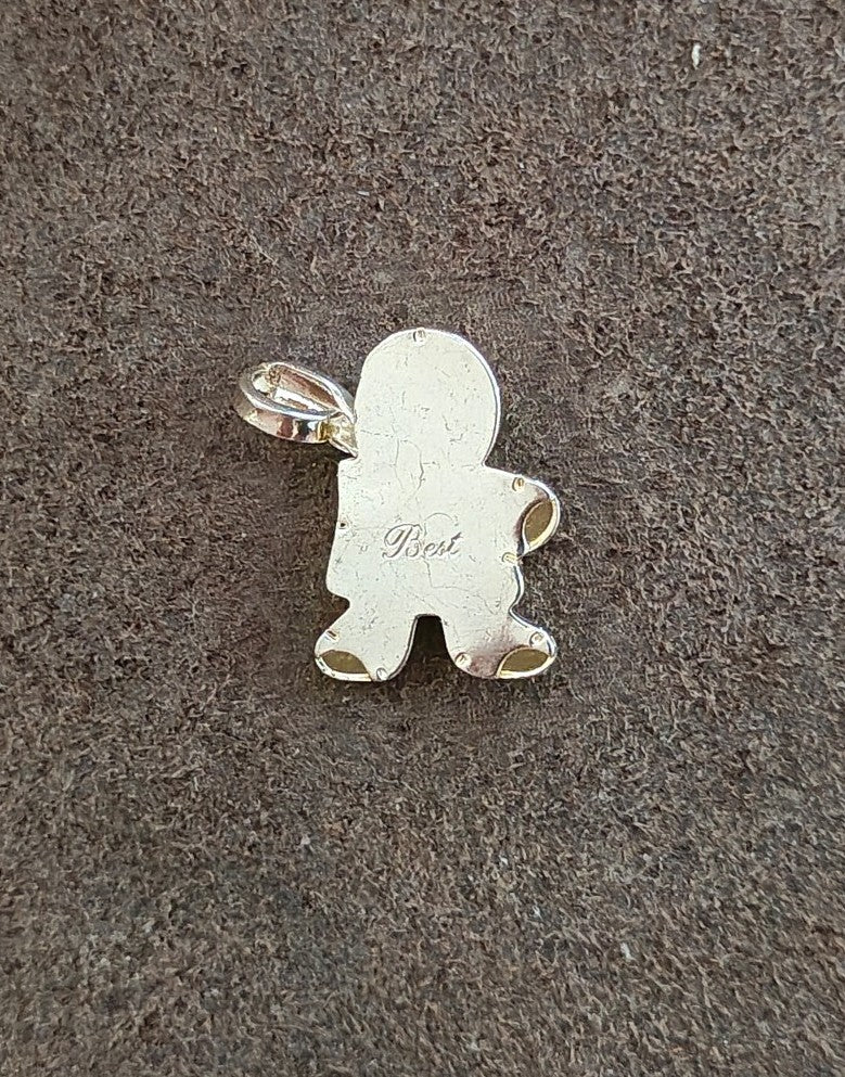 1990s Signed Best Silver Tone Schoolboy Pendant