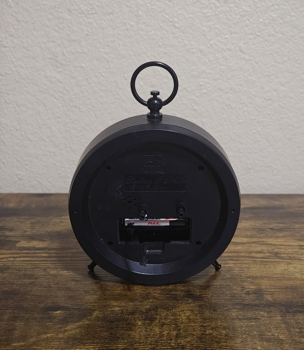 Sterling & Noble Black Vintage Style Alarm Clock/Table Top Clock