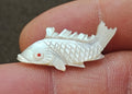 1960s Hand Carved Mother of Pearl Koi Fish Brooch Pin