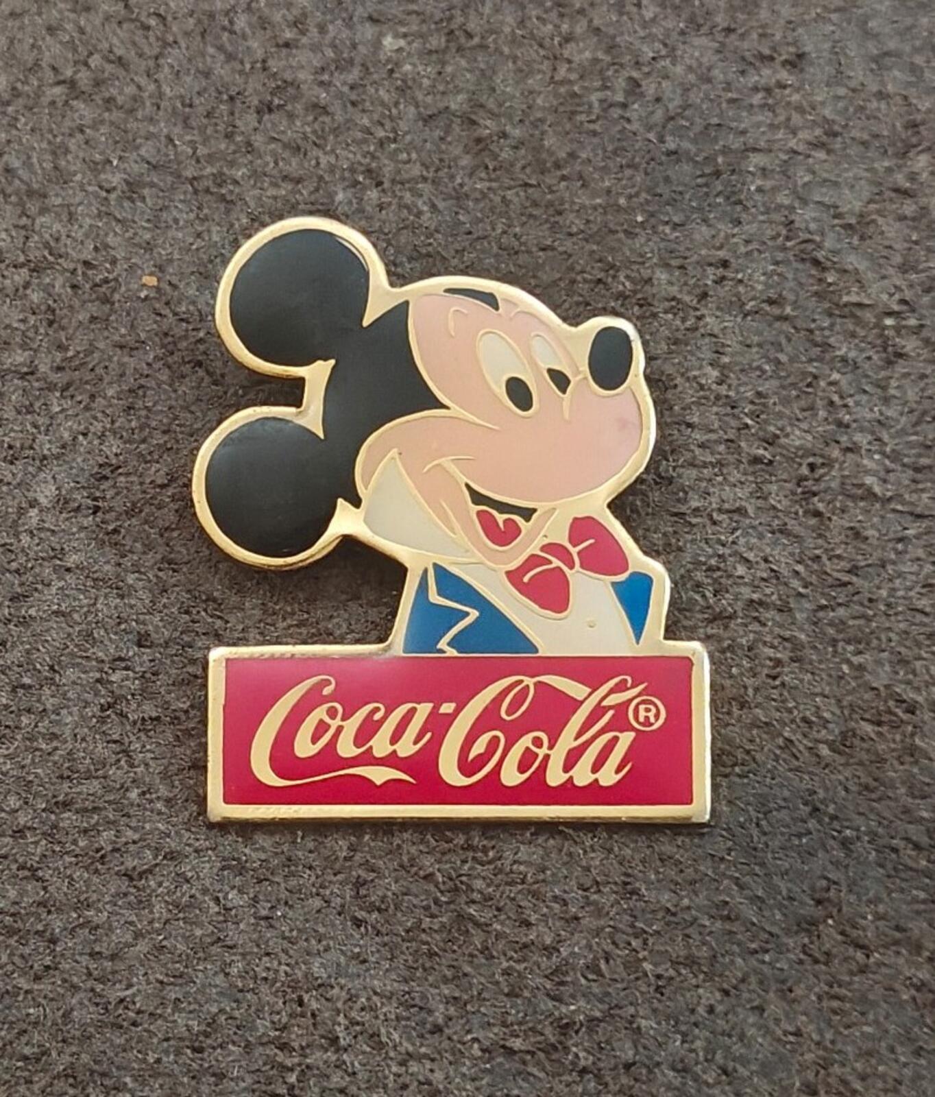 1986 Vintage Coca-Cola Mickey Mouse Limited Edition Gold Tone Enamel Pin