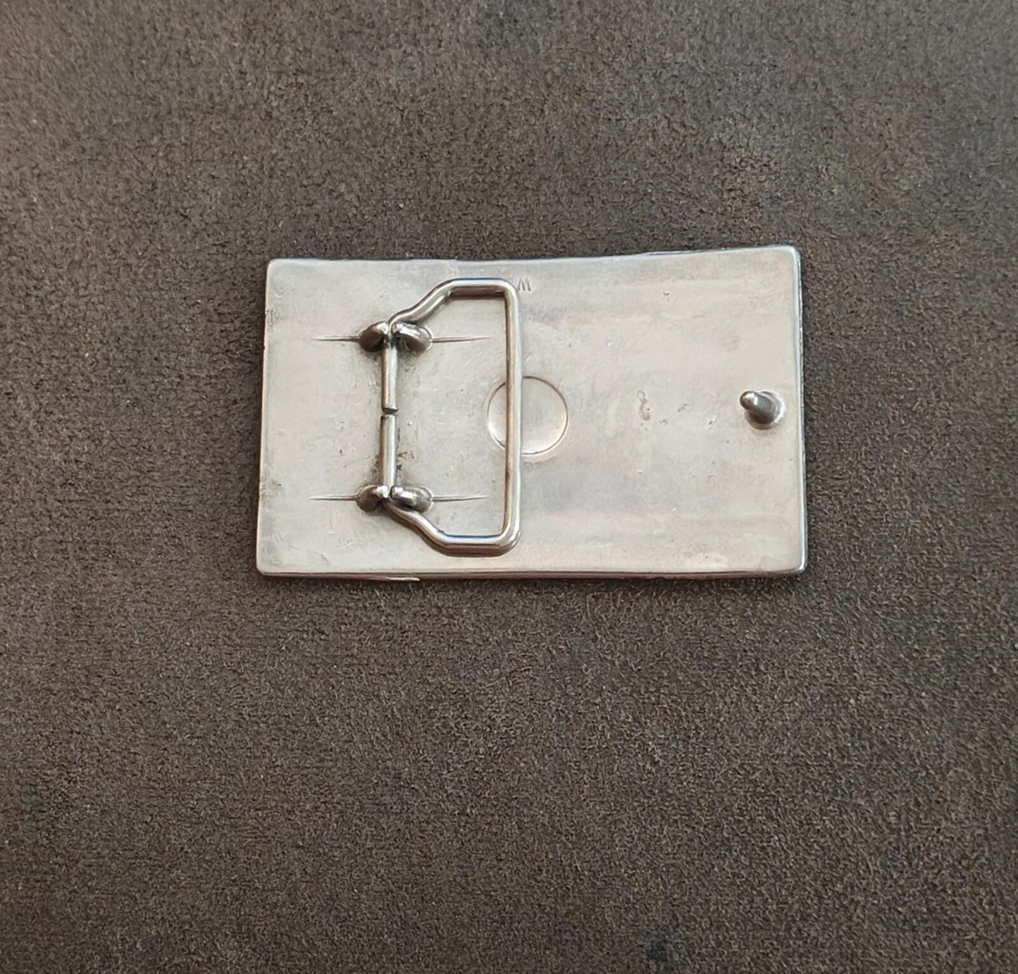 1970s/80s Western Style Belt Buckle With Etched Silver Tone Starburst Design