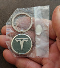 Tesla Logo Chrome & Black Background Keychain