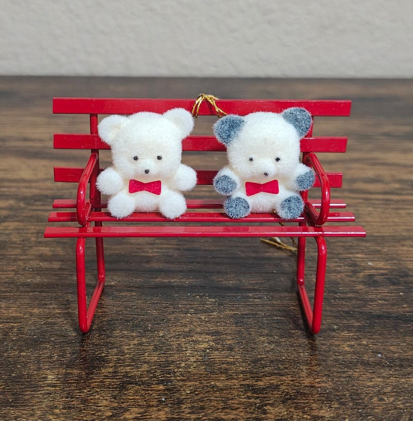 1980s Avon Gift Collection "Teddies on a Bench" Christmas Ornament