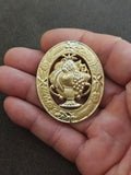 1990s AJC Signed Gold Tone Fruit Basket Cornucopia Brooch Pin