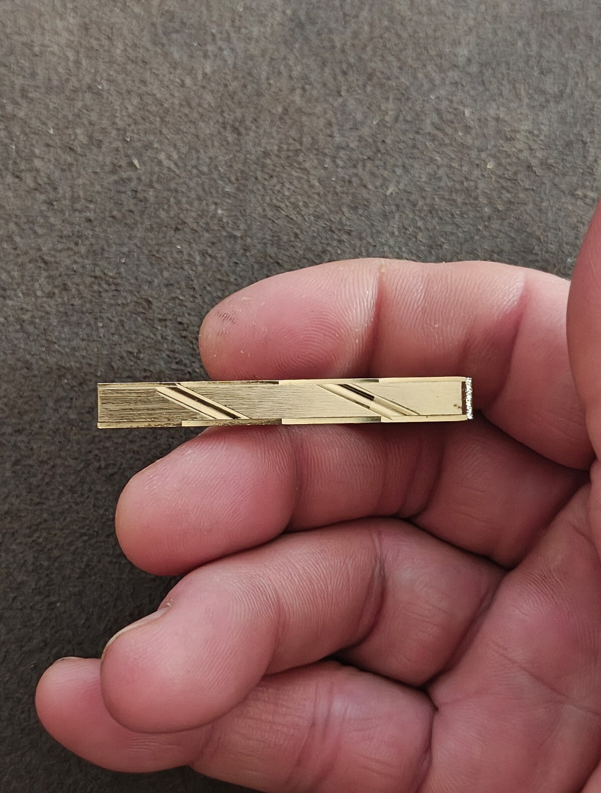 1970s/80s Gold Tone Textured Tie Bar/Tie Clip