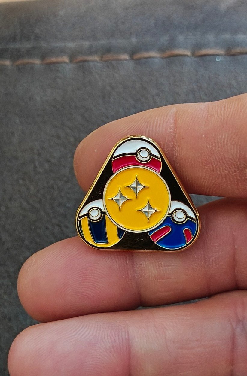 Dragon Ball & Pokemon Crossover Design Gold Tone Enamel Pin
