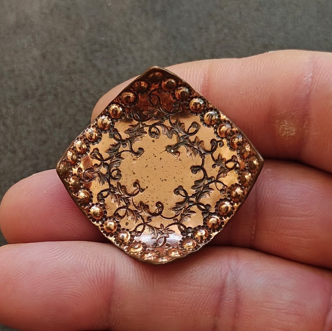 1950s/60s Signed Gret Barkin Hand Wrought Copper Brooch