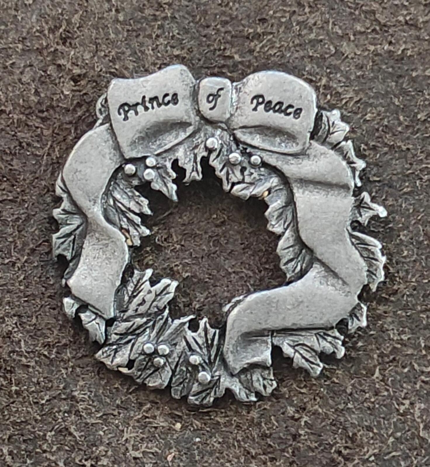 1980s Signed CTA Fine Pewter Christmas Wreath Pin