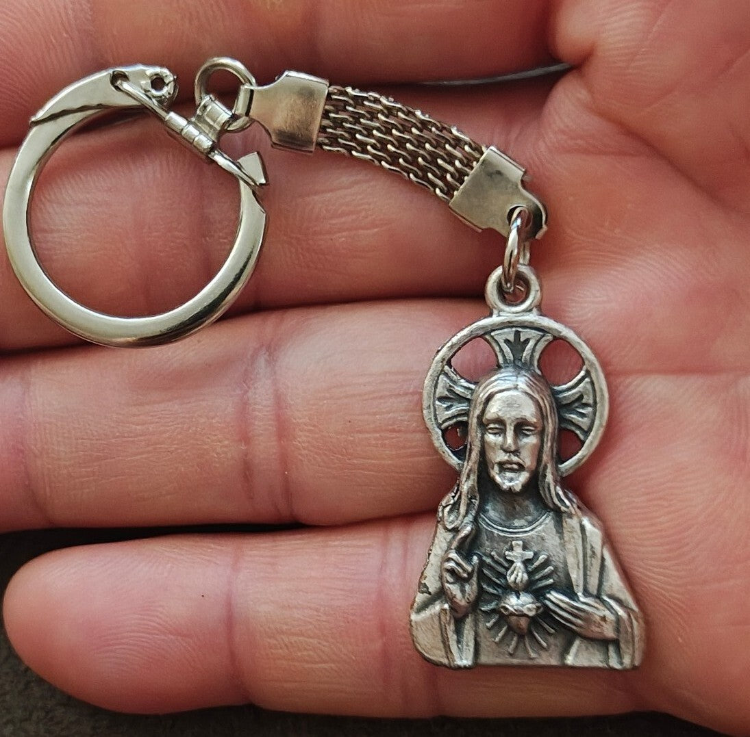 1960s/70s Sacred Heart of Jesus Pewter Keychain