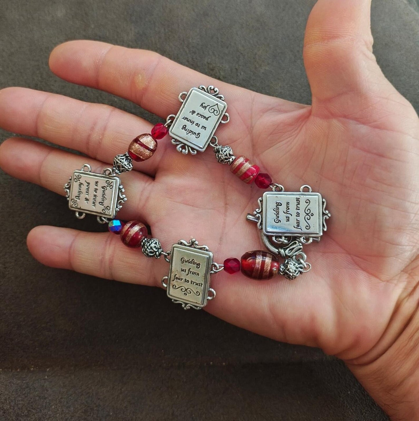 1990s Retired Brighton Silver Plate Portrait Link Bracelet (Peace & Joy Series)