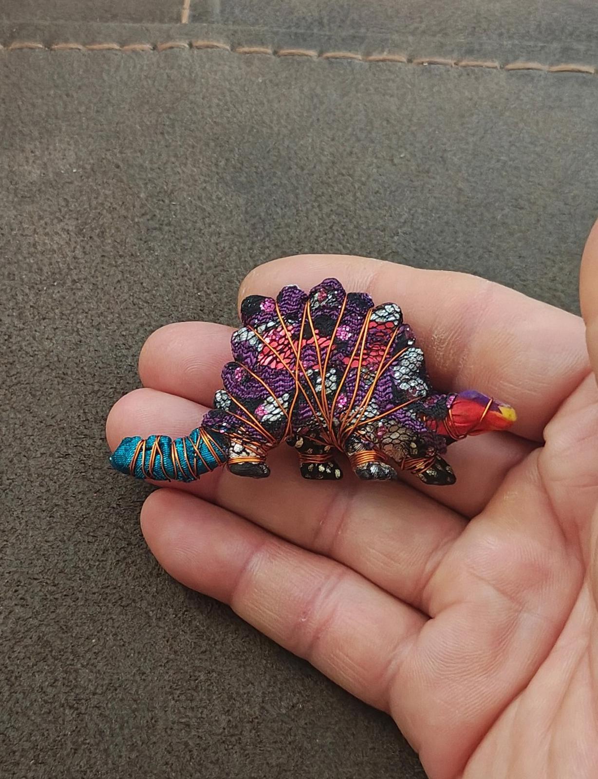 Handcrafted Stegosaurus/Dinosaur Figurine Brooch