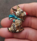 1930s/40s Gold Tone Celluloid Scottie Dog Brooch