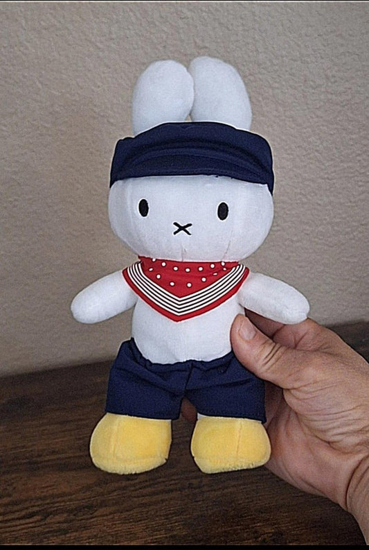 Cute Nijntje Miffy White Bunny Rabbit Blue Farmer Dick Bruna Soft Plush.