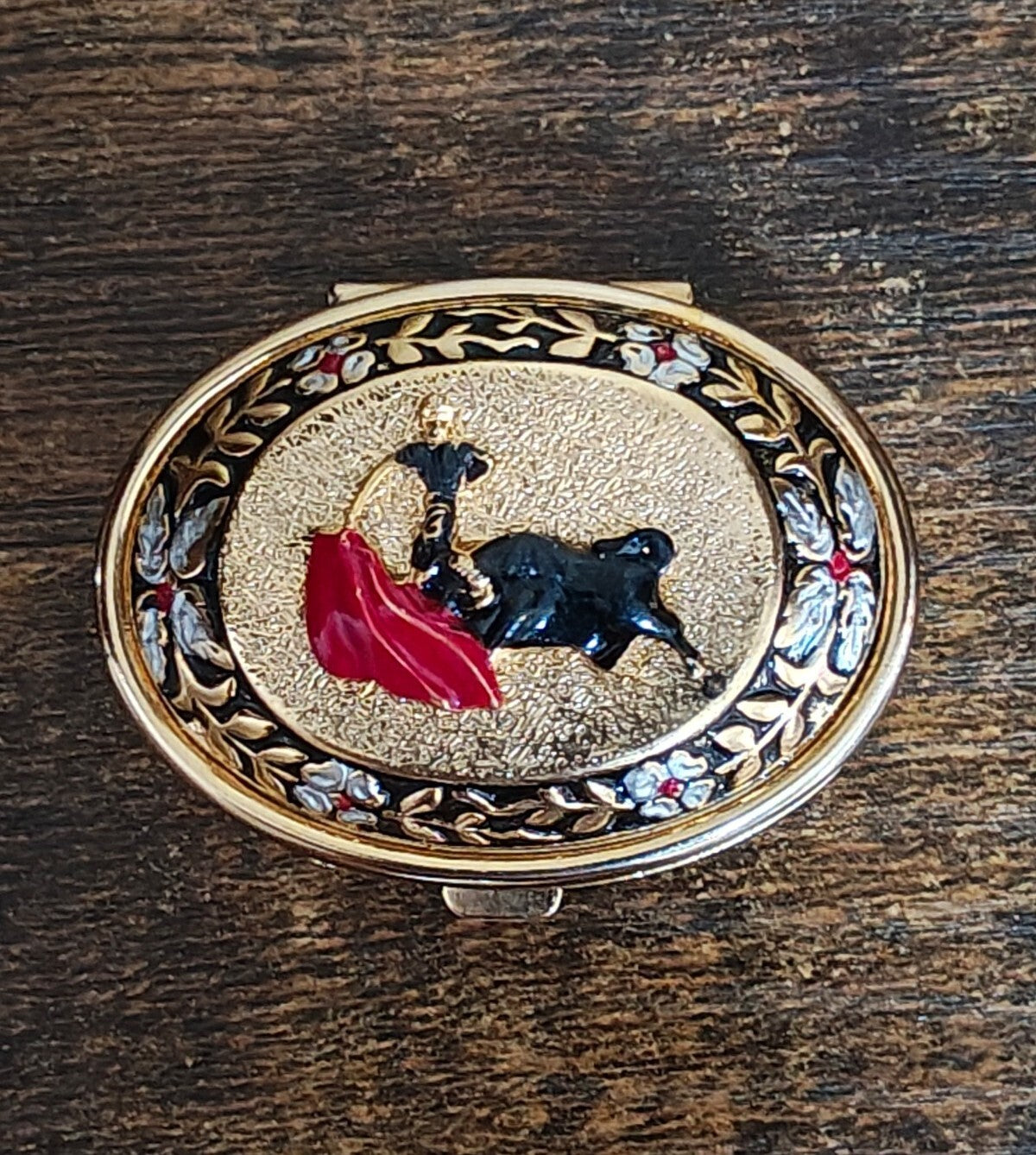 1950s/60s Spanish Toledo Damascene Style Matador Bull Trinket Box
