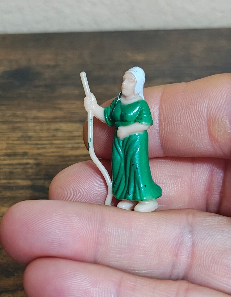 1950s Mrs. Noah Holding a Staff Rubber Figure/Figurine