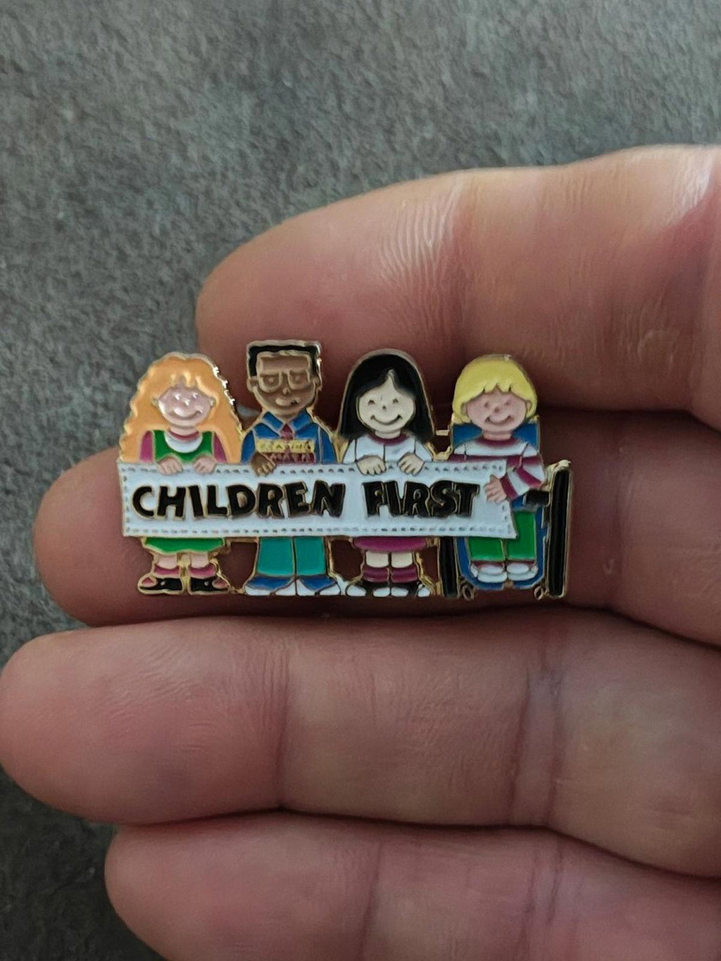 1990's Children First Gold Tone Enamel Pin