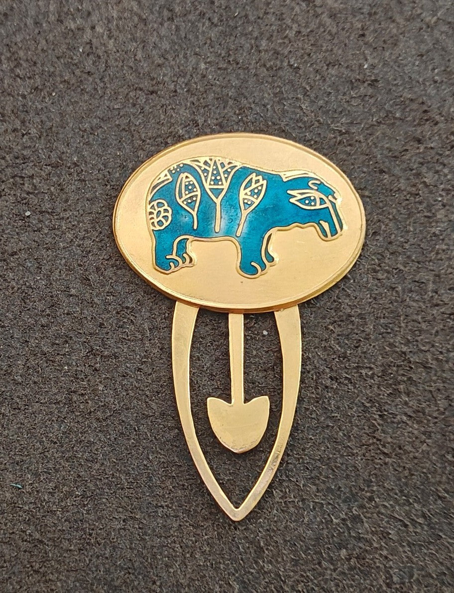 1985 Metropolitan Museum of Art (MMA)  Gold Tone Blue Enamel  Clip Bookmark