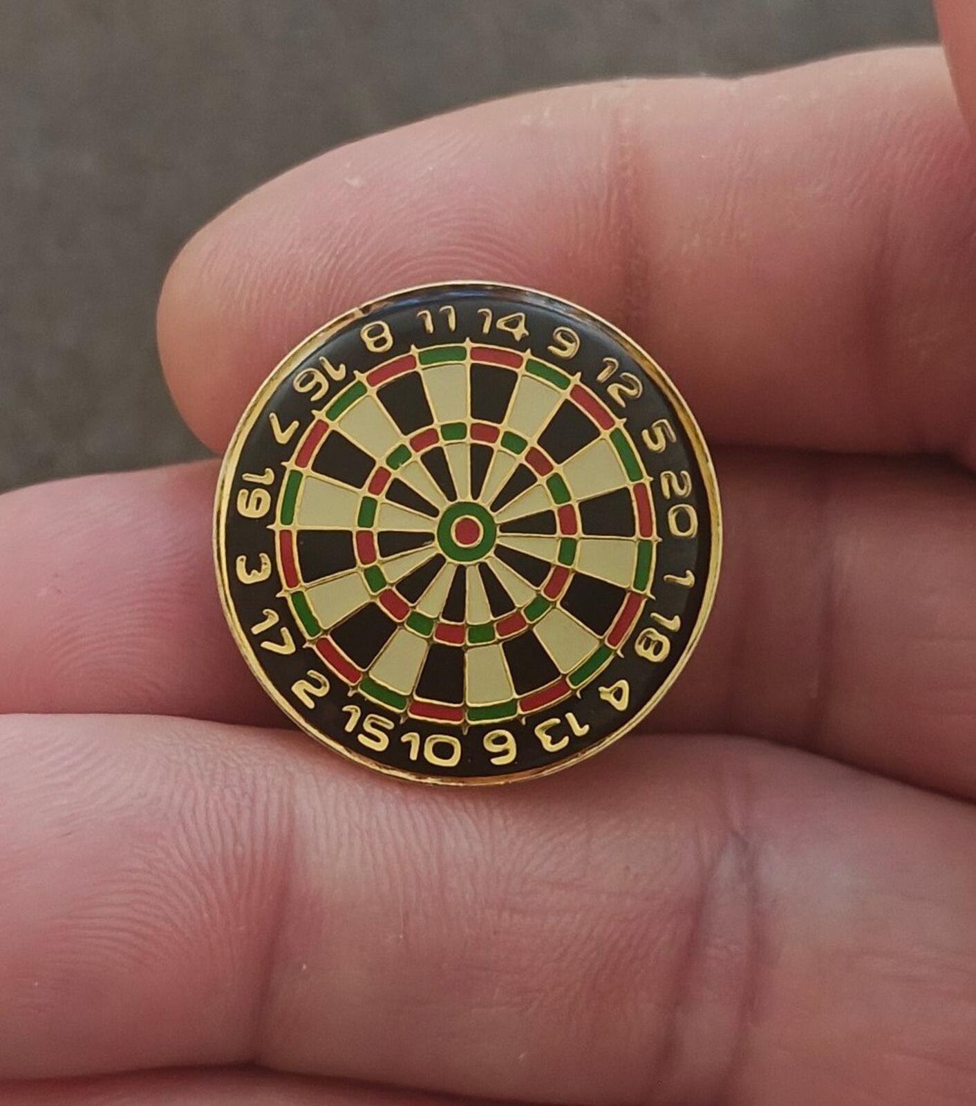 1980s Dartboard Gold Tone Enamel Pin
