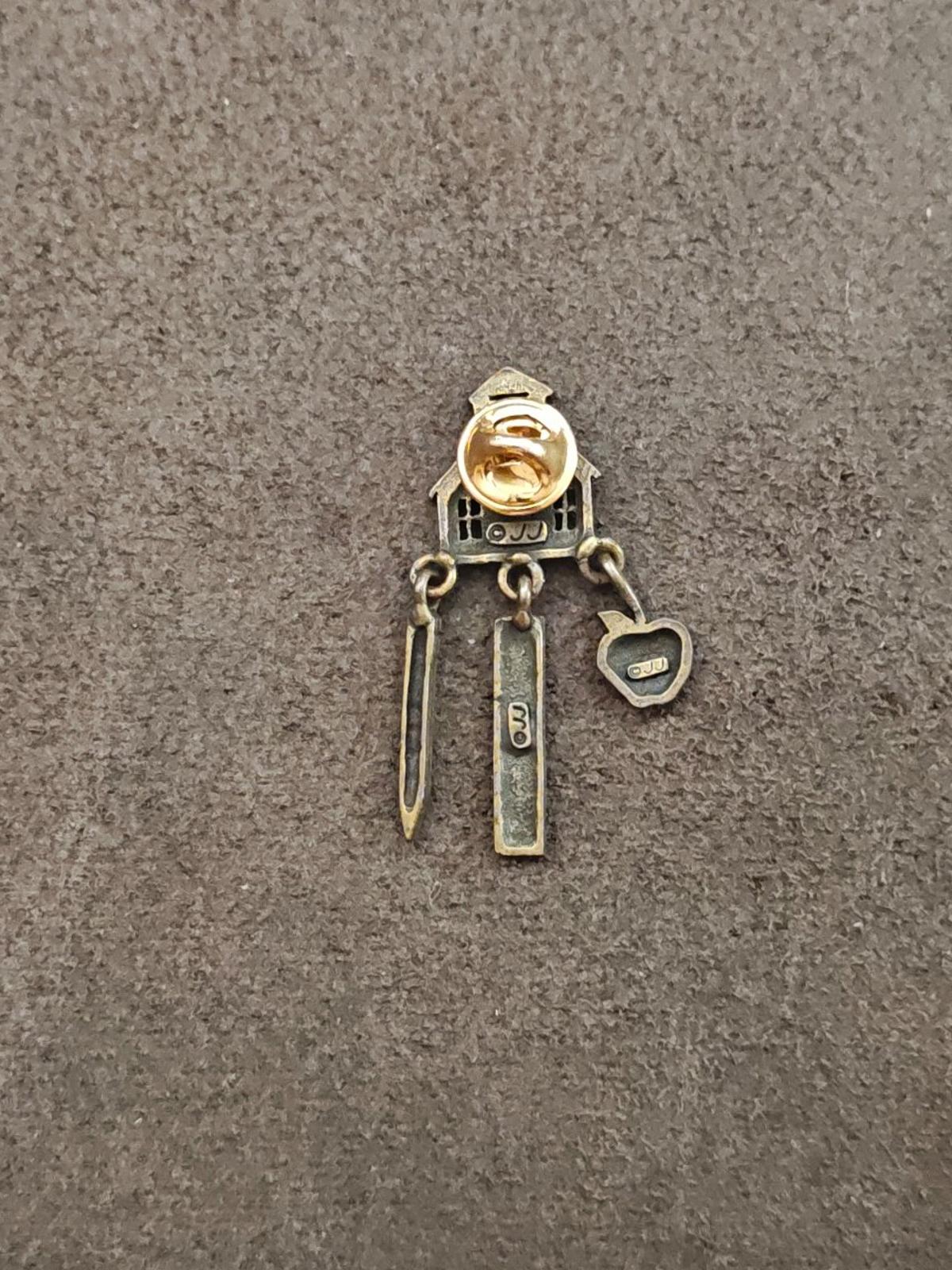 1980s JJ Jonette Teacher Theme Brass Dangle pin