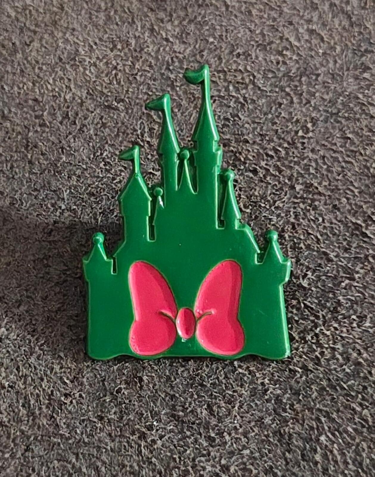 Disney Inspired Silhoette Castle With Minnie Mouse Bow Enamel Pin