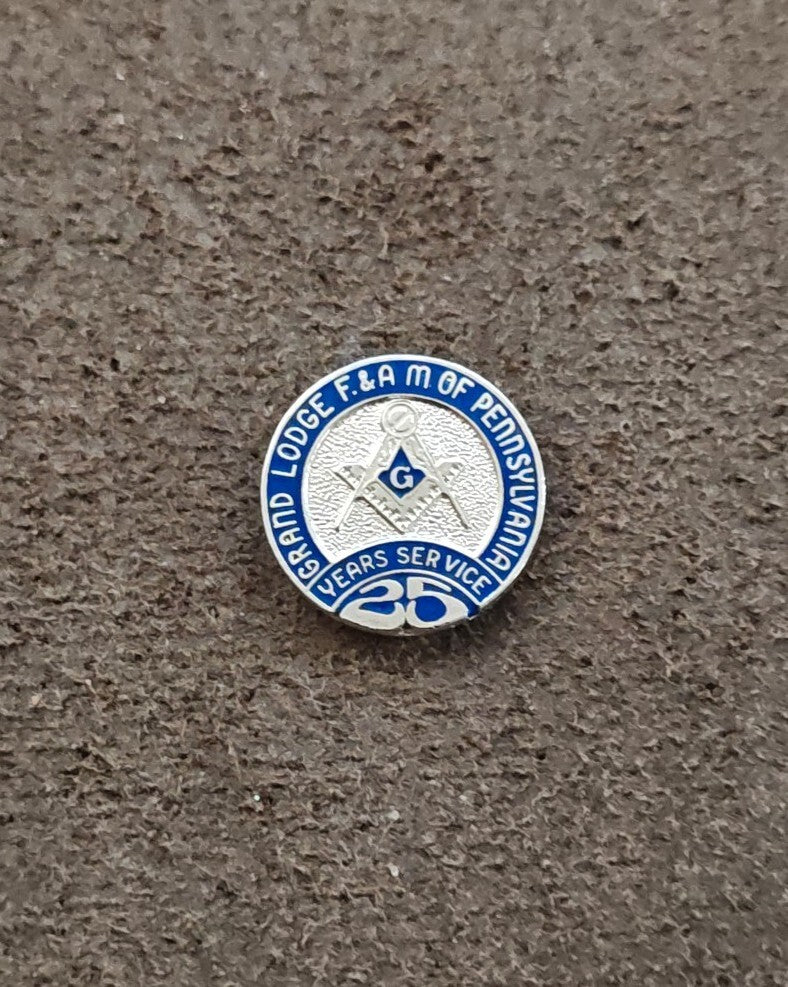 Masonic Grand Lodge (F&A.M) of Pennsylvania 25 Year Service Silver Tone Pin