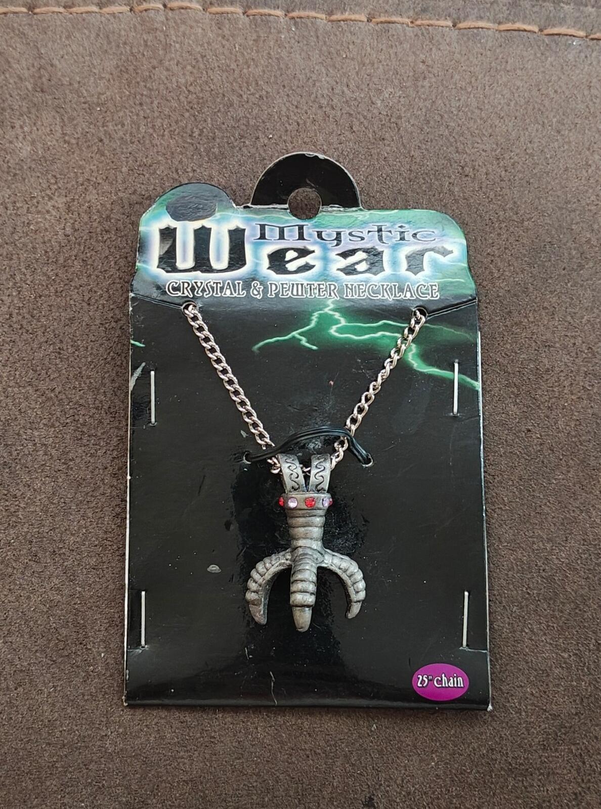 2003 Mystic Wear Crystal & Pewter Dragon Claw Pendant Necklace New