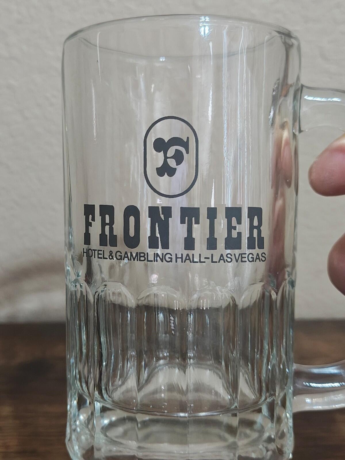 1970s  Frontier Hotel and Gambling Hall Las Vegas 12 oz Glass Mug/Beer Mug/Stein