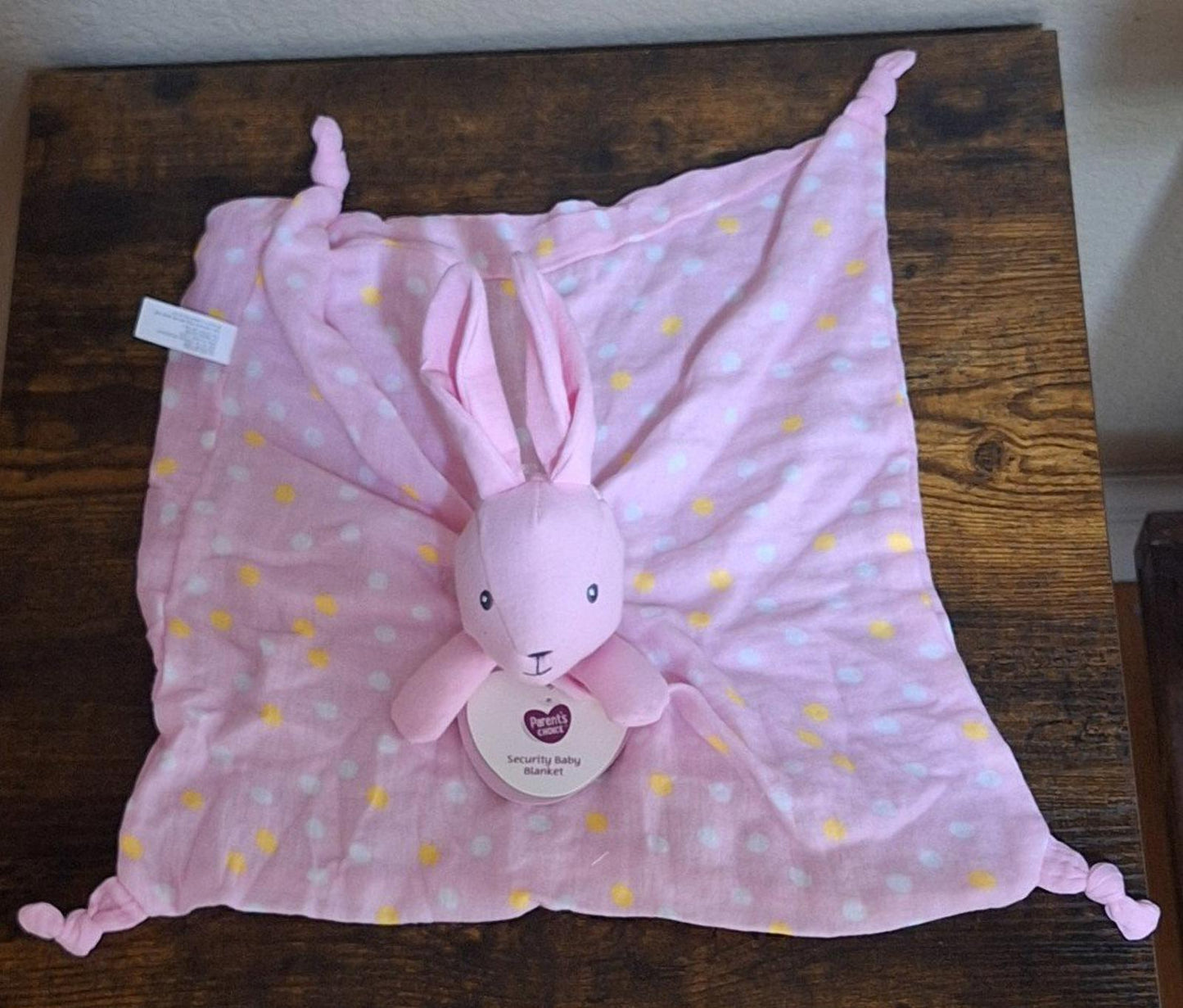 Pink Bunny Security Blanket Lovey Pink Baby Easter Rattle Plush