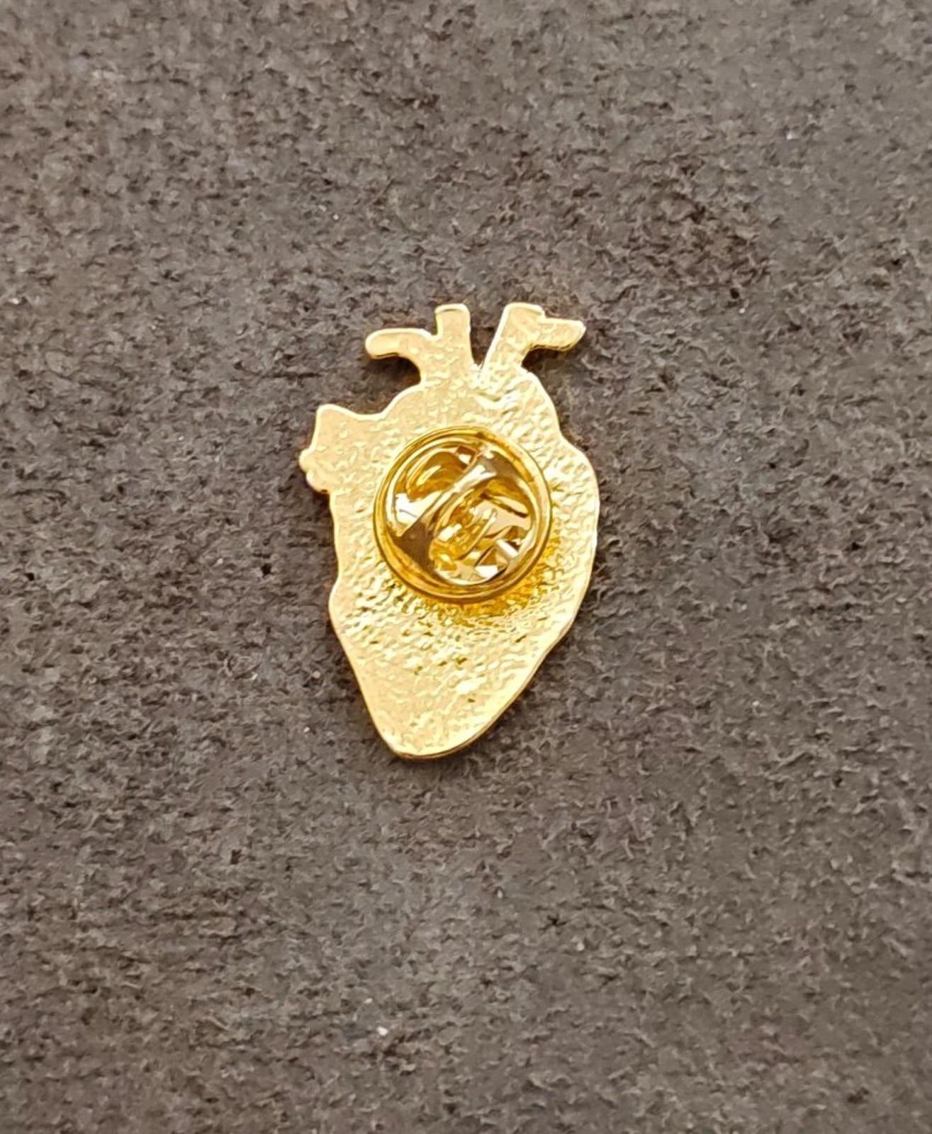 Frankenstein Anatomical Heart Gold Tone Enamel Pin Gothic Literature Collection