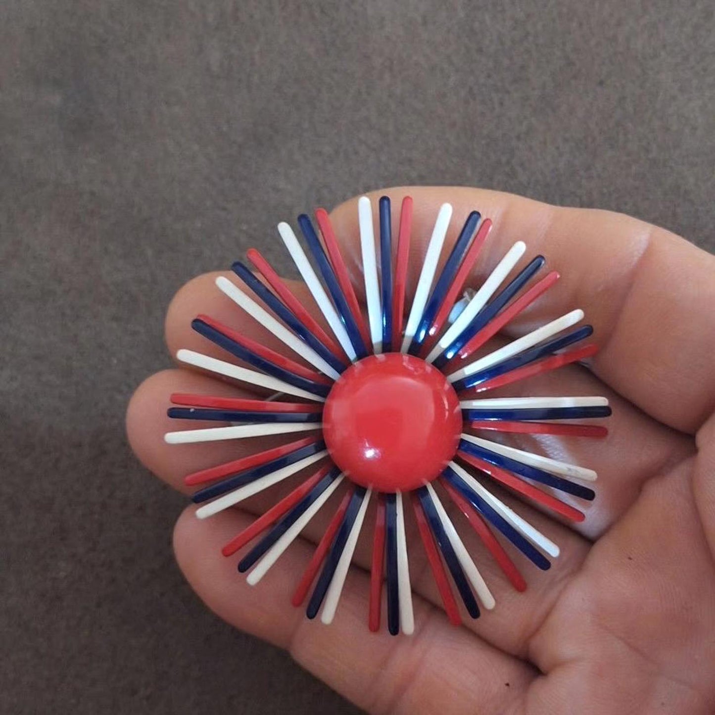 1960s Red White & Blue Patriotic Starburst Fireworks Brooch