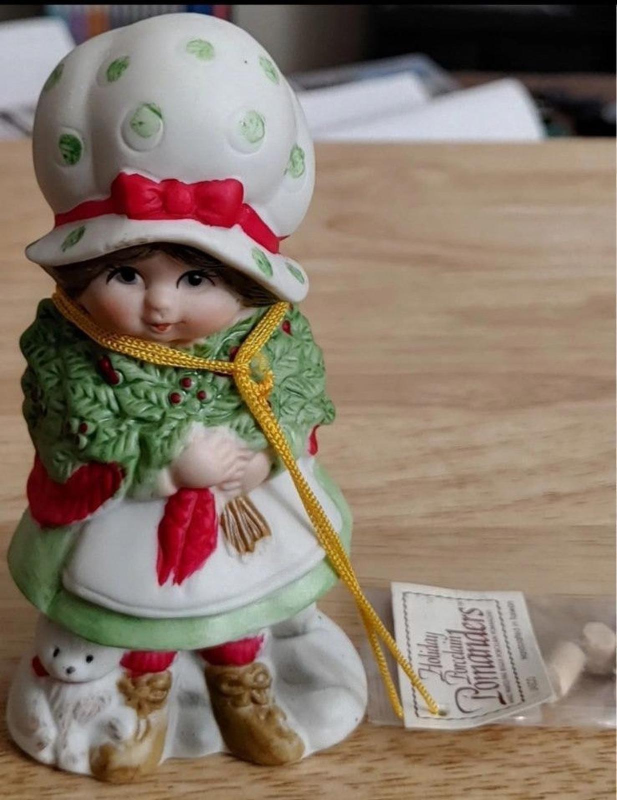 1980's Hand painted Sugarplum Girl Porcelain Bisque Pomander