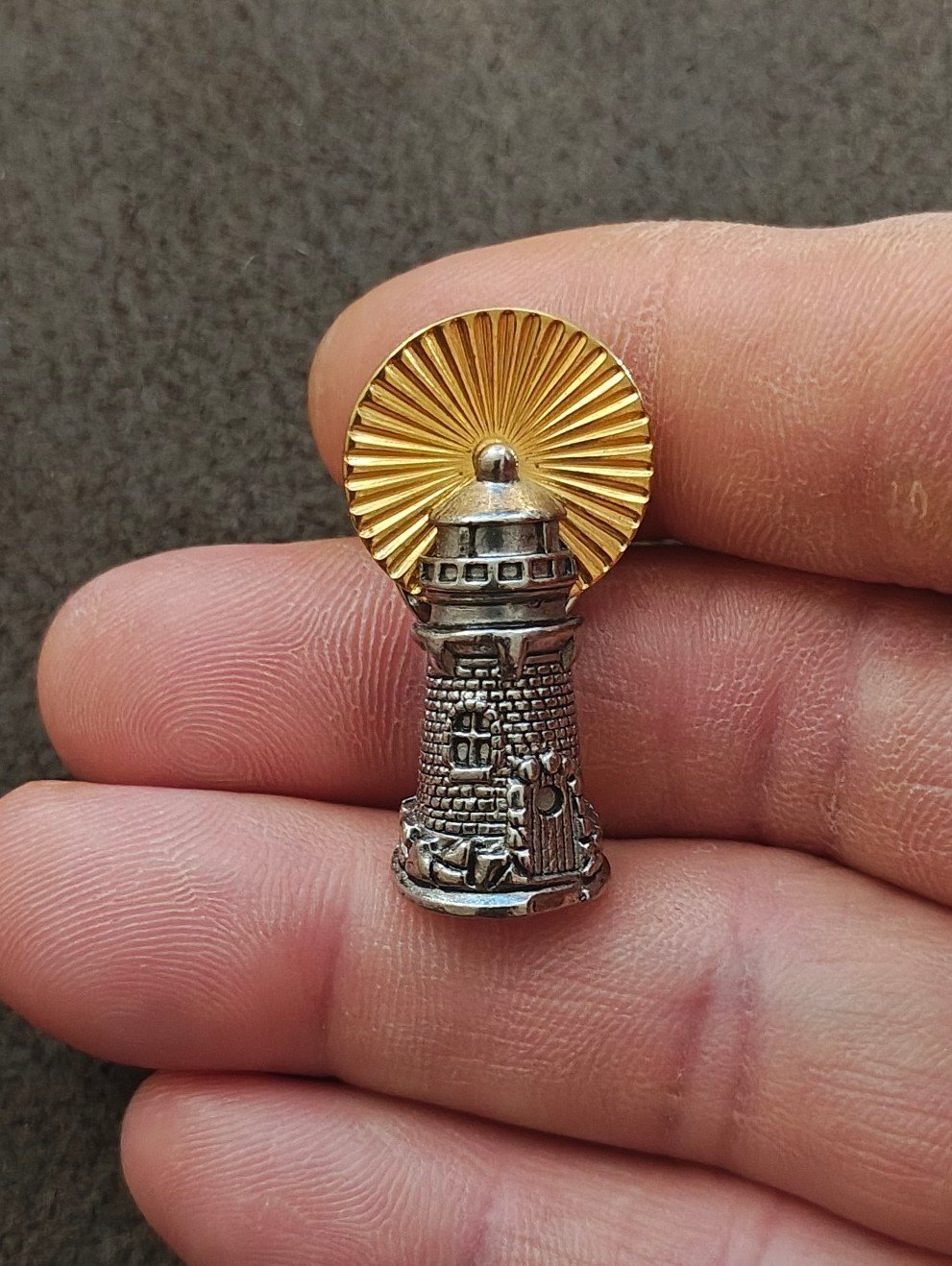 1990s Avon Lighthouse Two Tone Pin