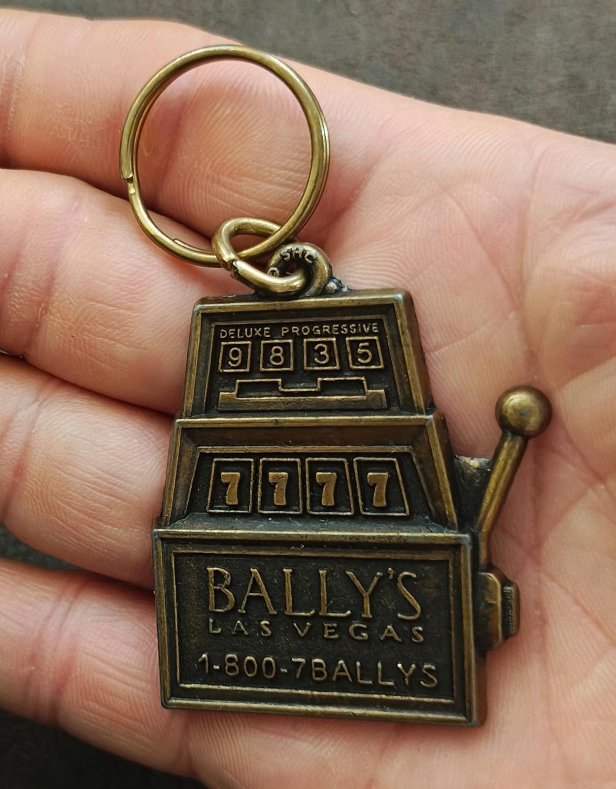 1990s Vintage Bally's Las Vegas Hotel and Casino Brass Slot Machine Keychain