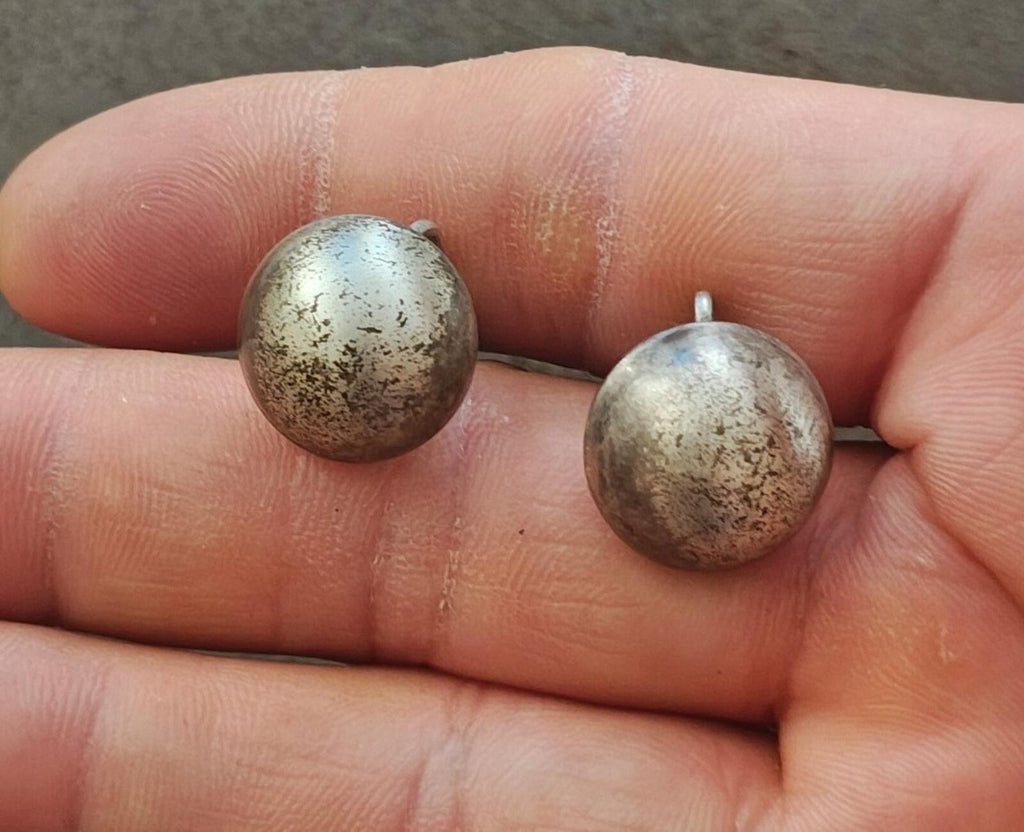 1950s/60s Sterling Silver Ball Screwback Clip On Stud Earrings