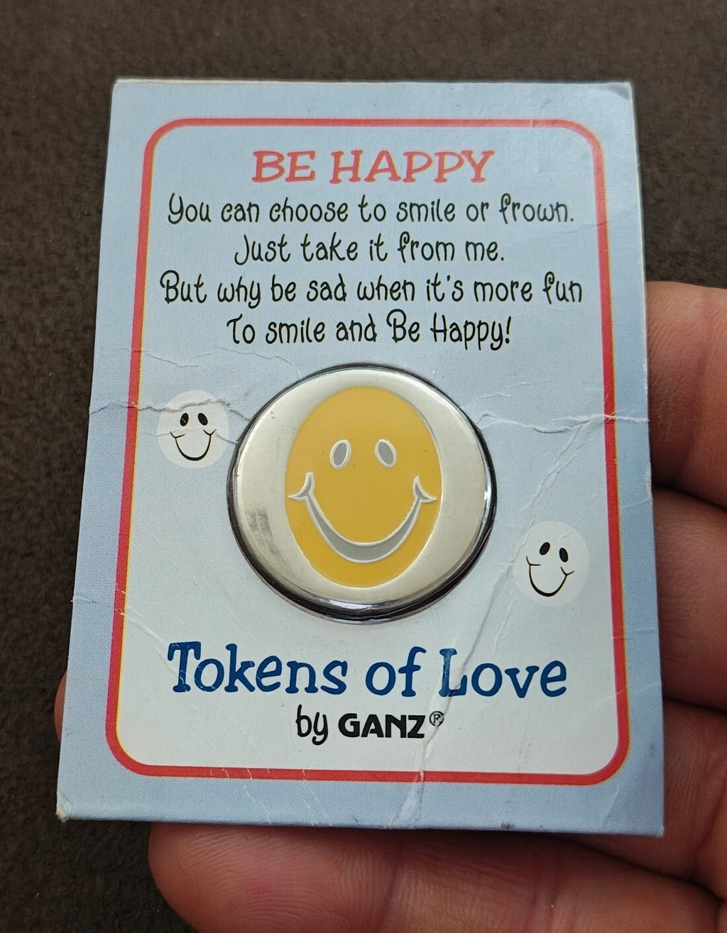Ganz "Be Happy" Smiley Face Pocket Token From The Tokens Of Love Collection New