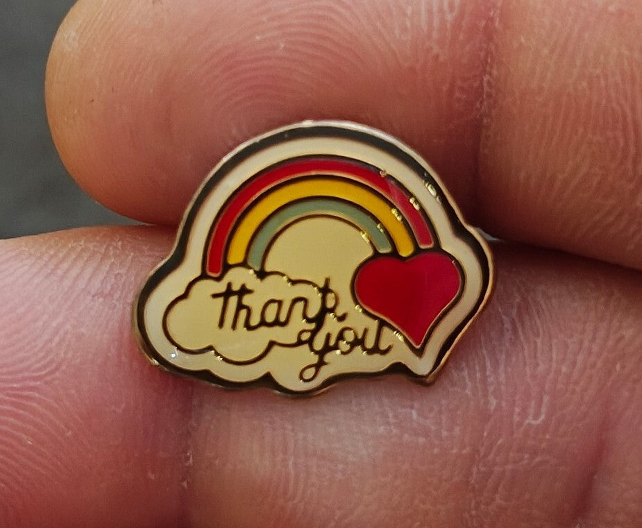 1980s THANK YOU Rainbow Pin